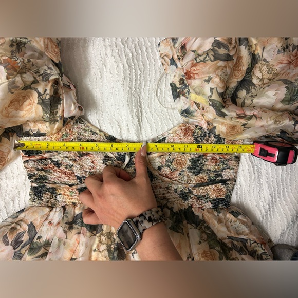 Worth Collective Harlow Maxi Dress in Champagne Floral Size Small Corset Smocked - Picture 13 of 14